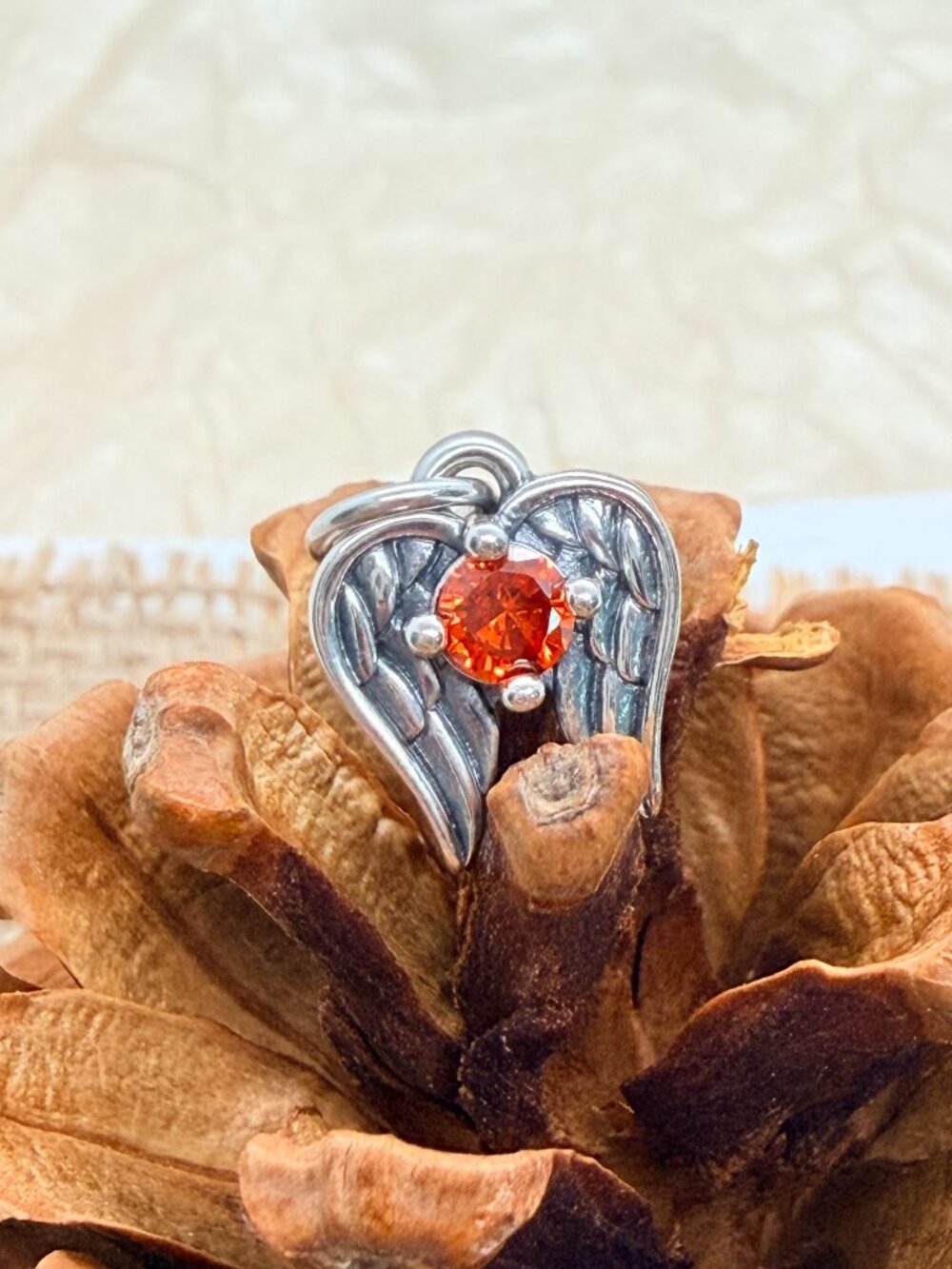 James Avery Ruby Angel Wings Birthstone Charm Sterling Silver Red